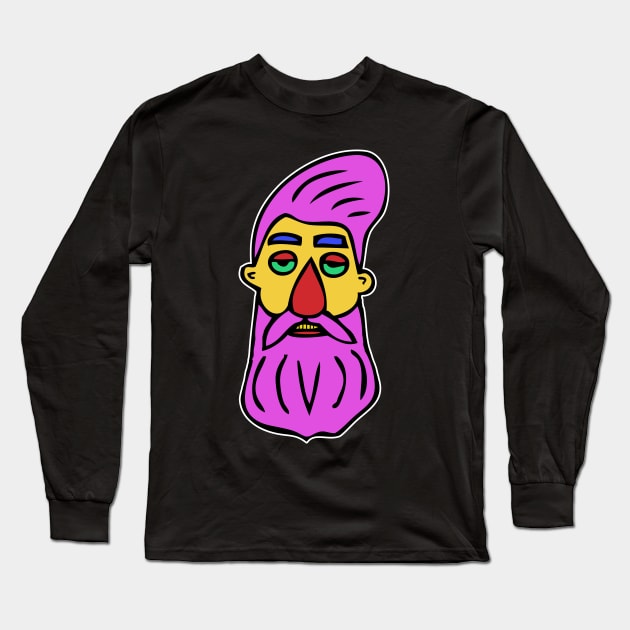 Hipster Head #5 Long Sleeve T-Shirt by headrubble